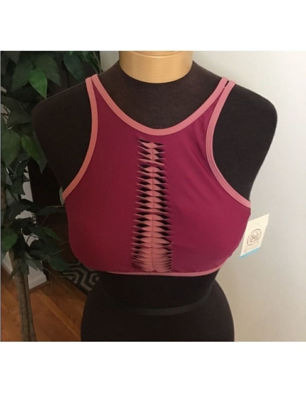 SO Magenta Pink Razor-Cut High Neck Bikini Top L women’s juniors